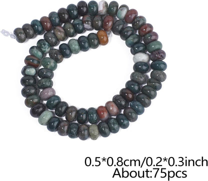 5x8mm Natural Green Lemon Jade Stone Rondelle Beads, 75PCS Spacer Round Loose Abacus Beads for Jewelry Making, Gemstone for Bracelet Necklace Earrings, Arts and Crafts
