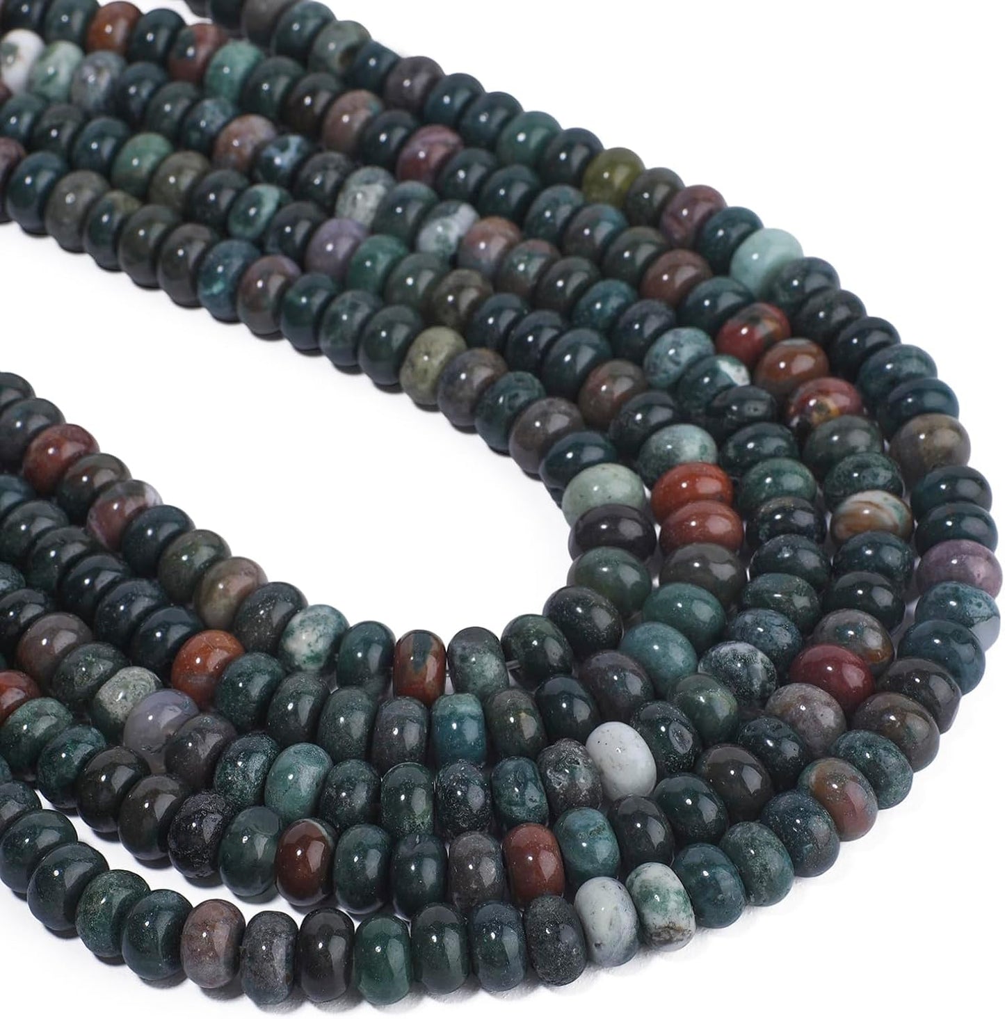 5x8mm Natural Green Lemon Jade Stone Rondelle Beads, 75PCS Spacer Round Loose Abacus Beads for Jewelry Making, Gemstone for Bracelet Necklace Earrings, Arts and Crafts