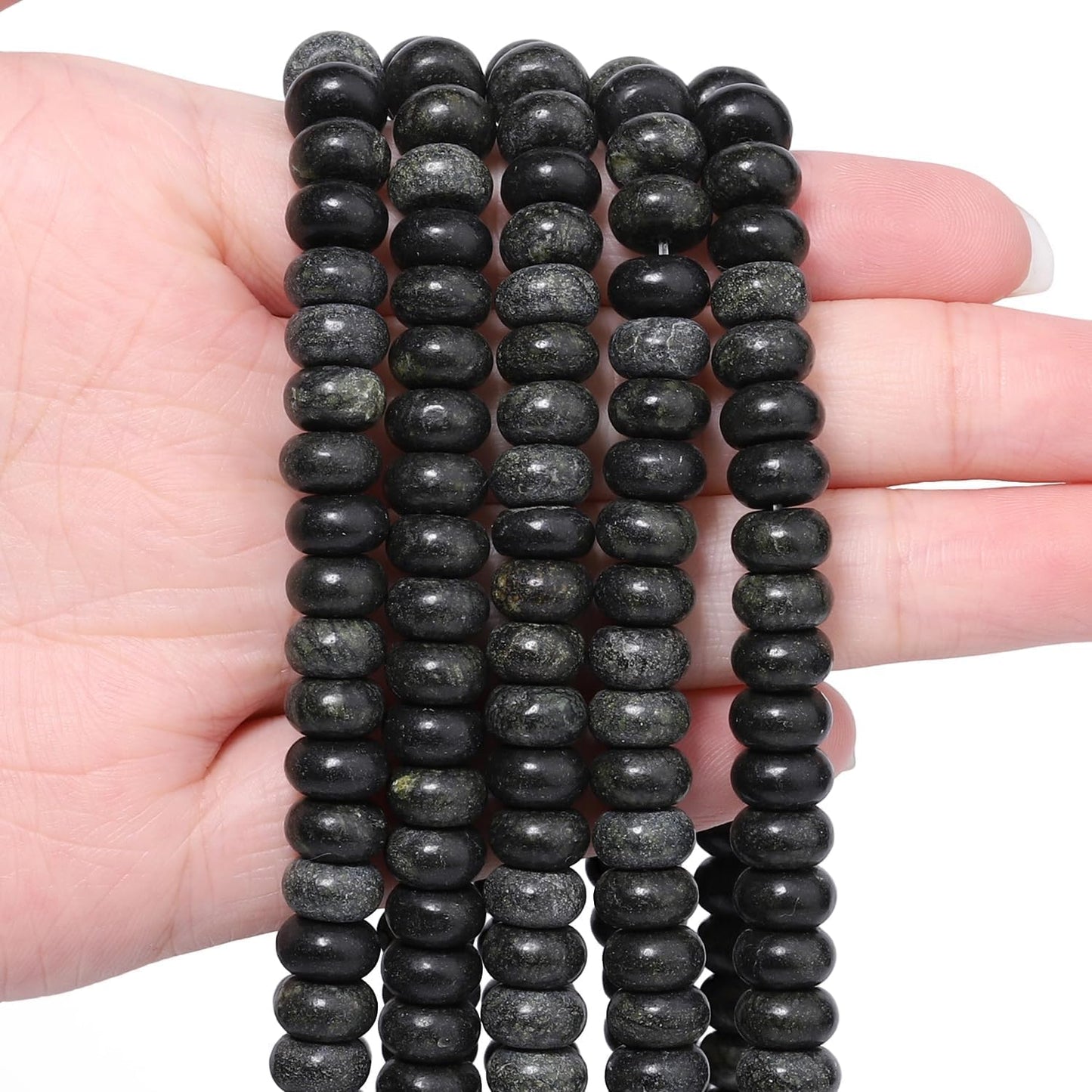 5x8mm Natural Green Lemon Jade Stone Rondelle Beads, 75PCS Spacer Round Loose Abacus Beads for Jewelry Making, Gemstone for Bracelet Necklace Earrings, Arts and Crafts