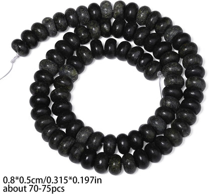 5x8mm Natural Green Lemon Jade Stone Rondelle Beads, 75PCS Spacer Round Loose Abacus Beads for Jewelry Making, Gemstone for Bracelet Necklace Earrings, Arts and Crafts