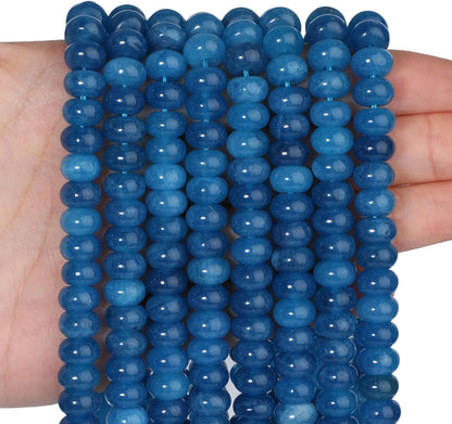 5x8mm Natural Green Lemon Jade Stone Rondelle Beads, 75PCS Spacer Round Loose Abacus Beads for Jewelry Making, Gemstone for Bracelet Necklace Earrings, Arts and Crafts