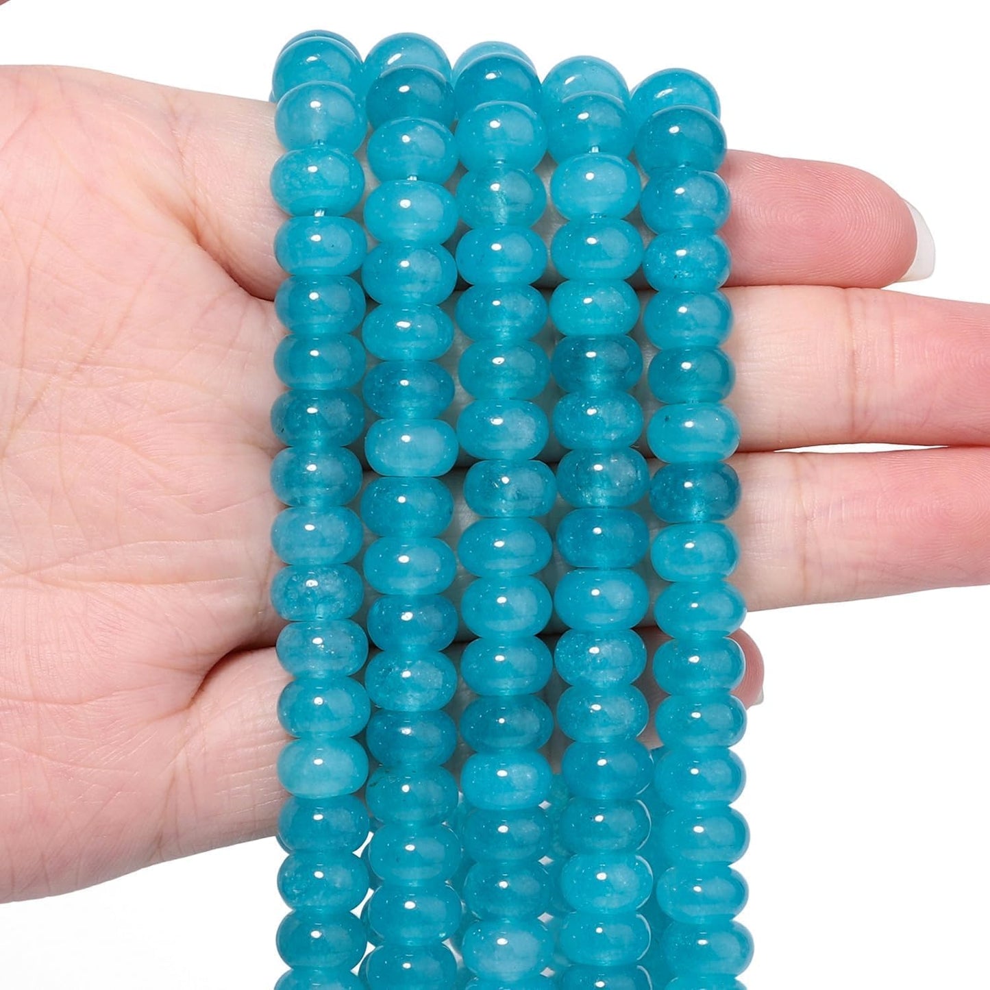 5x8mm Natural Green Lemon Jade Stone Rondelle Beads, 75PCS Spacer Round Loose Abacus Beads for Jewelry Making, Gemstone for Bracelet Necklace Earrings, Arts and Crafts