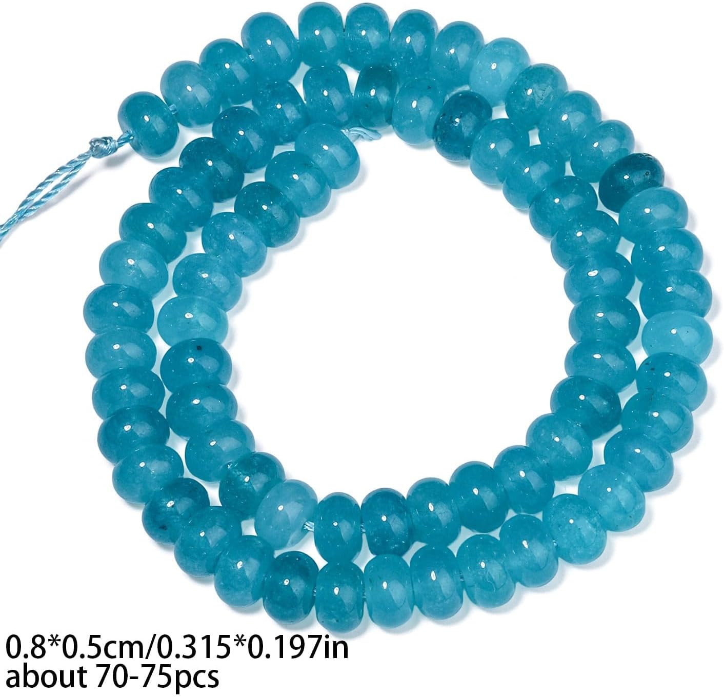 5x8mm Natural Green Lemon Jade Stone Rondelle Beads, 75PCS Spacer Round Loose Abacus Beads for Jewelry Making, Gemstone for Bracelet Necklace Earrings, Arts and Crafts