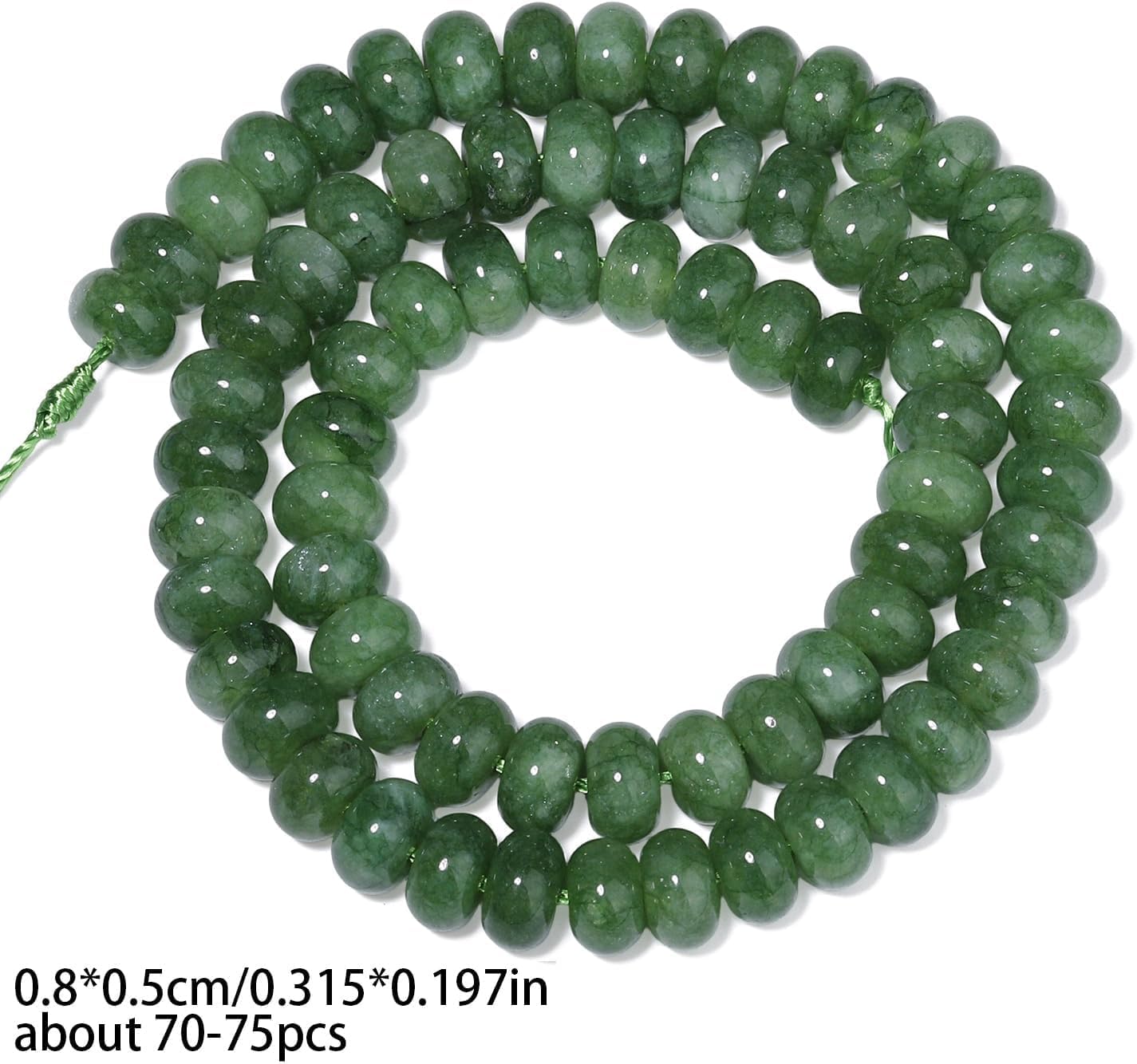 5x8mm Natural Green Lemon Jade Stone Rondelle Beads, 75PCS Spacer Round Loose Abacus Beads for Jewelry Making, Gemstone for Bracelet Necklace Earrings, Arts and Crafts