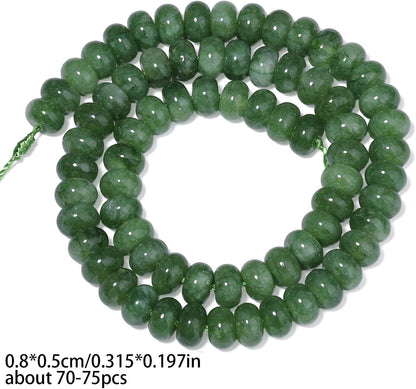 5x8mm Natural Green Lemon Jade Stone Rondelle Beads, 75PCS Spacer Round Loose Abacus Beads for Jewelry Making, Gemstone for Bracelet Necklace Earrings, Arts and Crafts