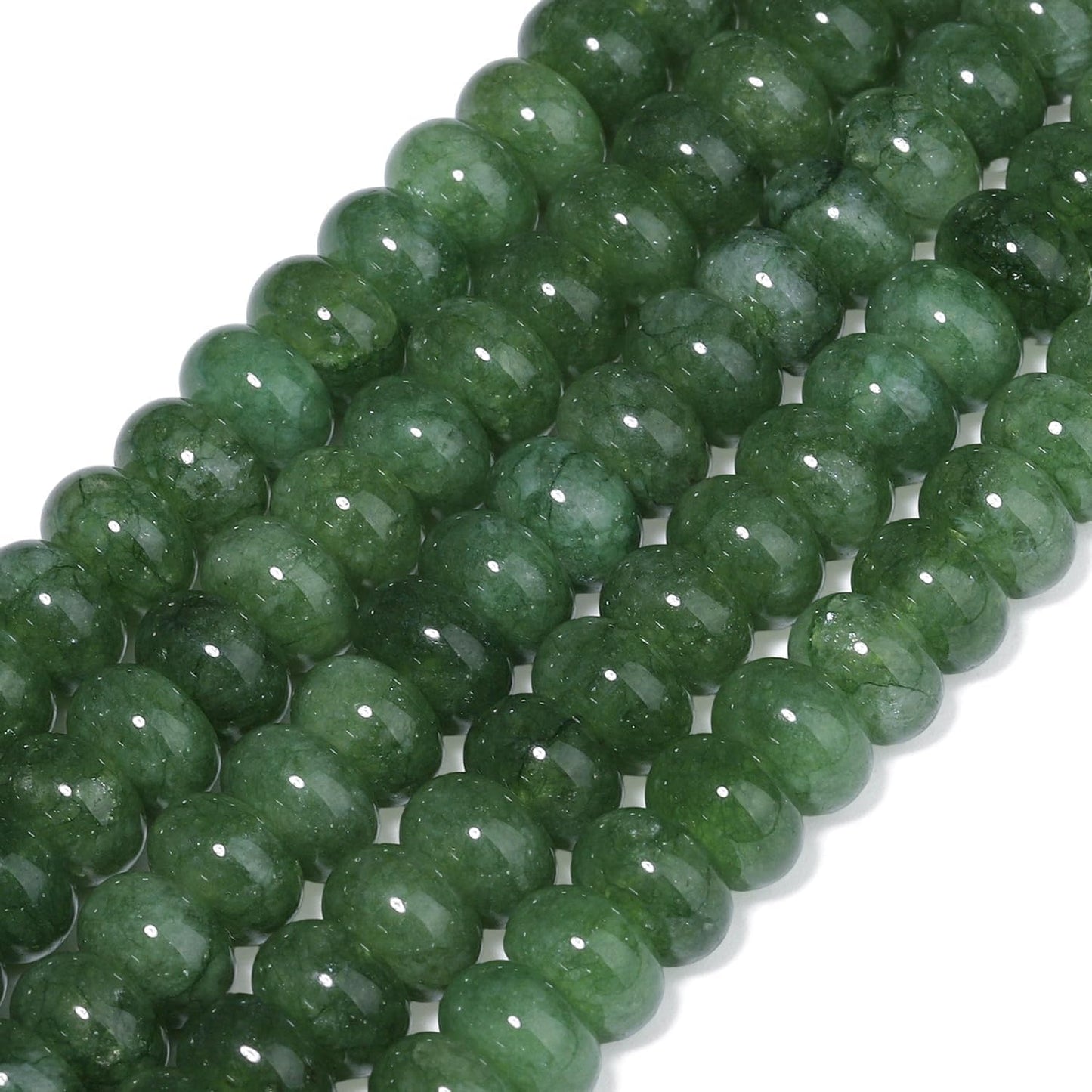 5x8mm Natural Green Lemon Jade Stone Rondelle Beads, 75PCS Spacer Round Loose Abacus Beads for Jewelry Making, Gemstone for Bracelet Necklace Earrings, Arts and Crafts