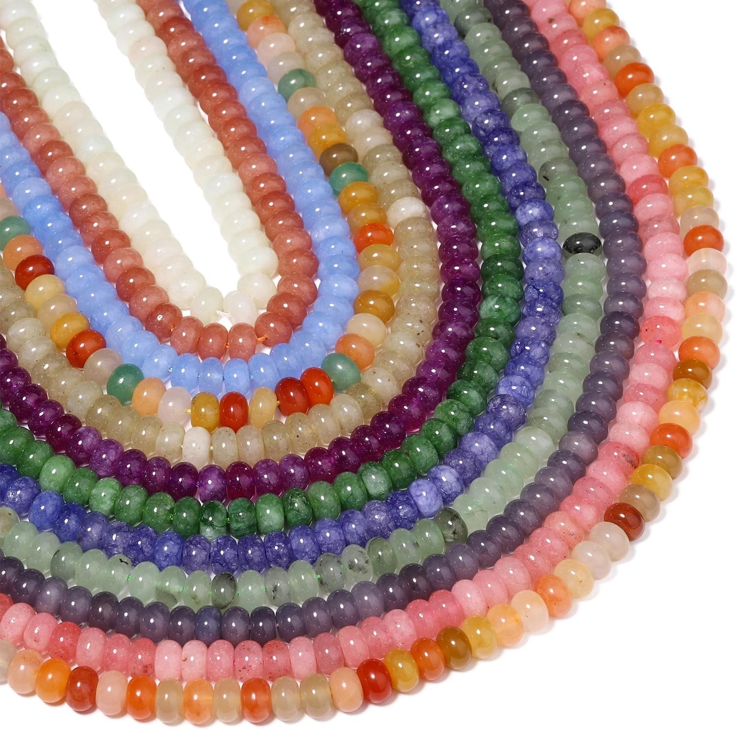 5x8mm Natural Green Lemon Jade Stone Rondelle Beads, 75PCS Spacer Round Loose Abacus Beads for Jewelry Making, Gemstone for Bracelet Necklace Earrings, Arts and Crafts
