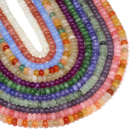 5x8mm Natural Green Lemon Jade Stone Rondelle Beads, 75PCS Spacer Round Loose Abacus Beads for Jewelry Making, Gemstone for Bracelet Necklace Earrings, Arts and Crafts