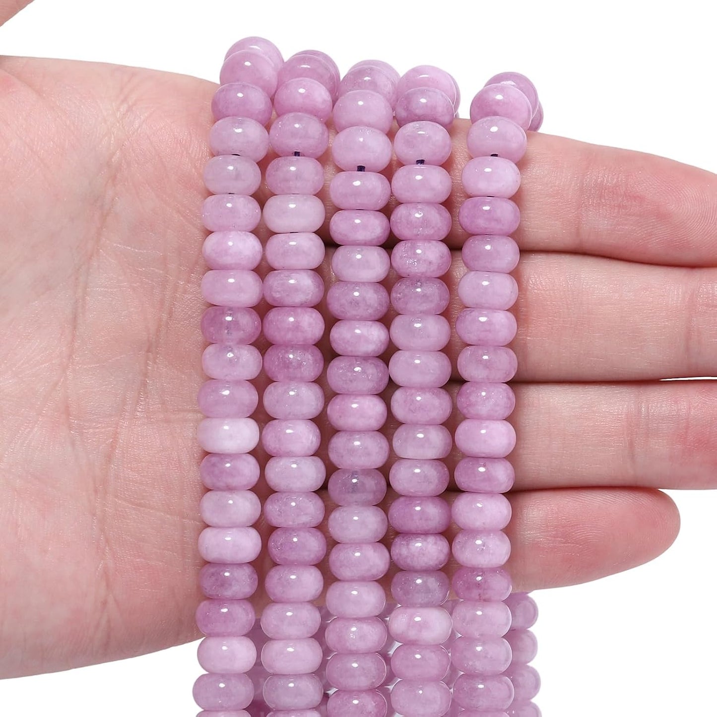 5x8mm Natural Green Lemon Jade Stone Rondelle Beads, 75PCS Spacer Round Loose Abacus Beads for Jewelry Making, Gemstone for Bracelet Necklace Earrings, Arts and Crafts