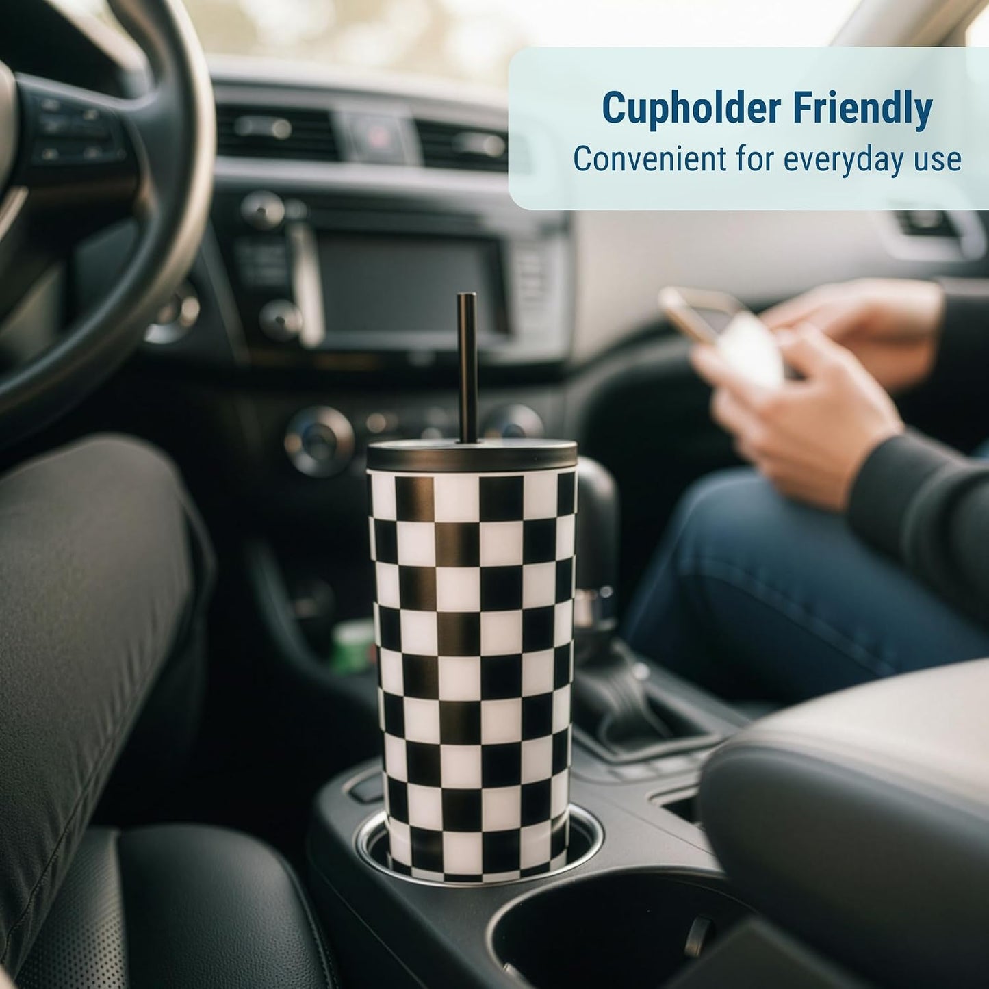 24 oz Insulated Tumbler with Straw, Lemons | 24 oz vacuum-insulated tumbler with reusable straw and spill-resistant lid · fits most car cup holders