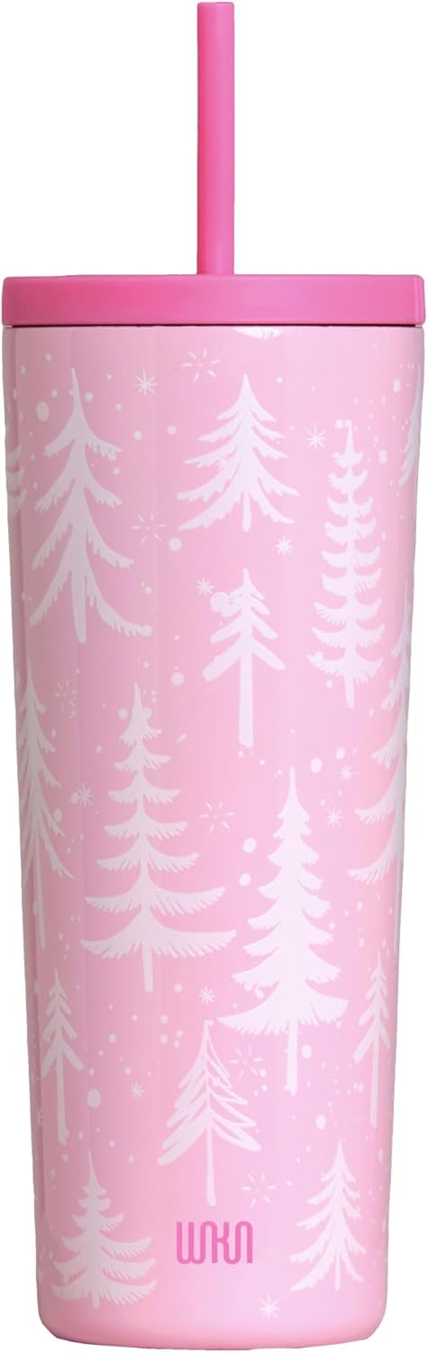 24 oz Insulated Tumbler with Straw, Lemons | 24 oz vacuum-insulated tumbler with reusable straw and spill-resistant lid · fits most car cup holders