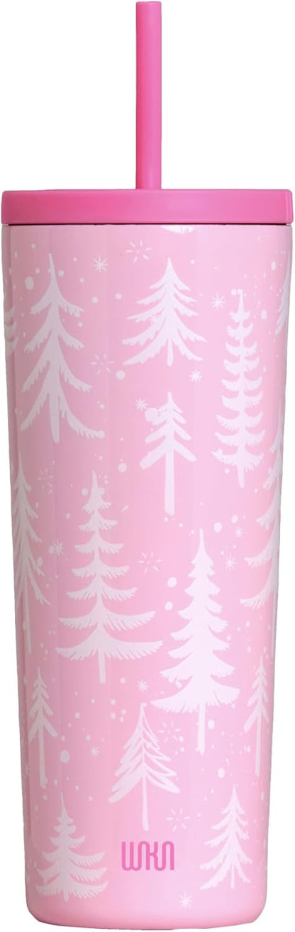 24 oz Insulated Tumbler with Straw, Lemons | 24 oz vacuum-insulated tumbler with reusable straw and spill-resistant lid · fits most car cup holders