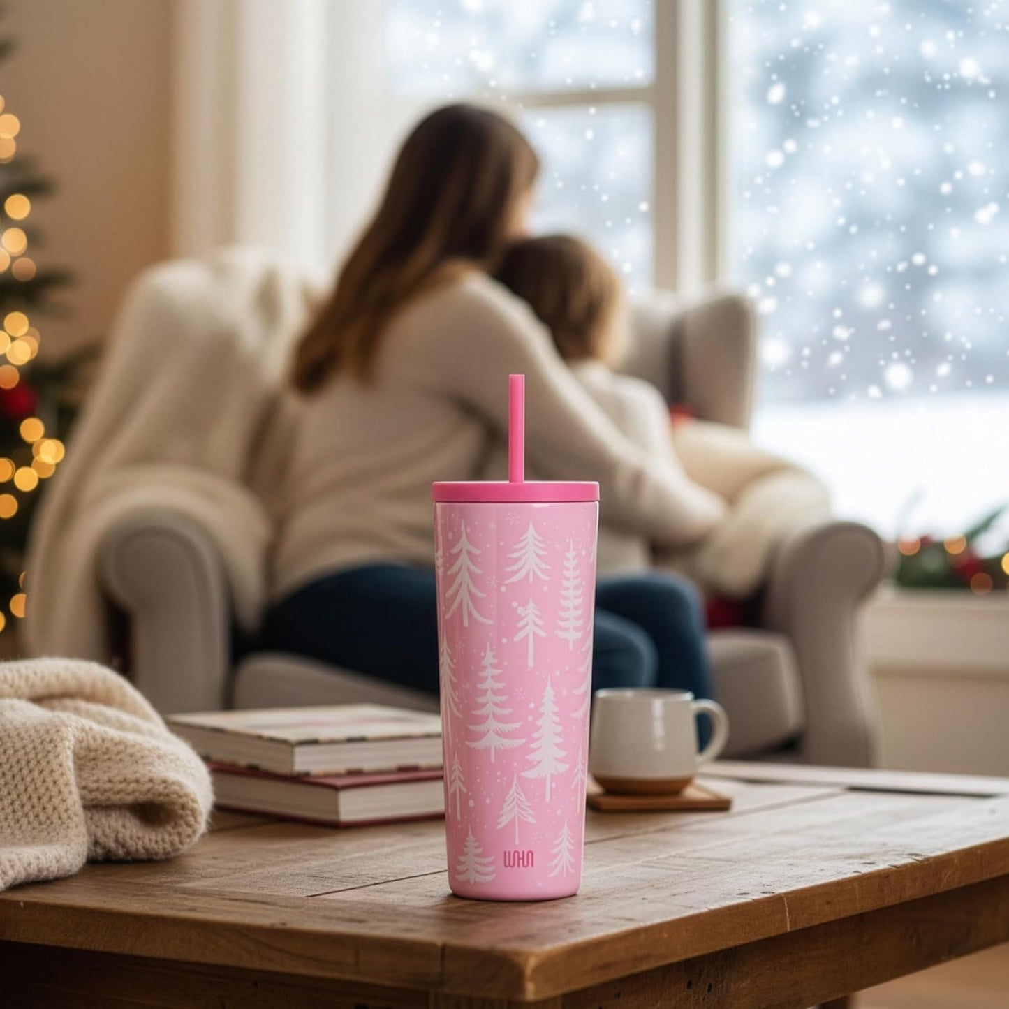 24 oz Insulated Tumbler with Straw, Lemons | 24 oz vacuum-insulated tumbler with reusable straw and spill-resistant lid · fits most car cup holders