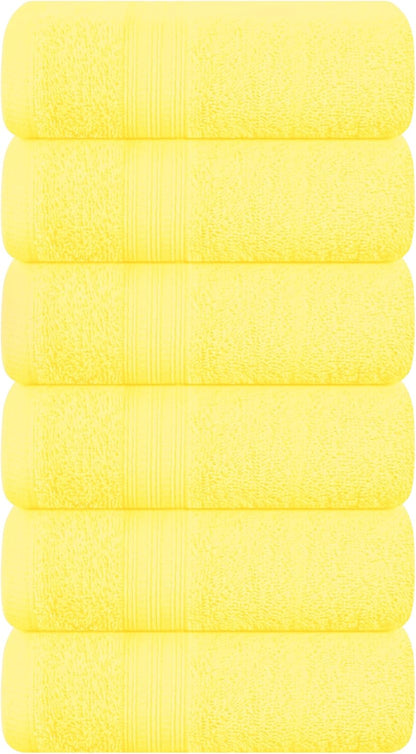 Ultra Soft Cotton 6 -Piece Hand Towel Set 16x24 Inch, Ideal for use in Bathroom, Kitchen, Gym, Spa & General Cleaning, Compact & Lightweight Multi Purpose Hand Towels - Lime Yellow