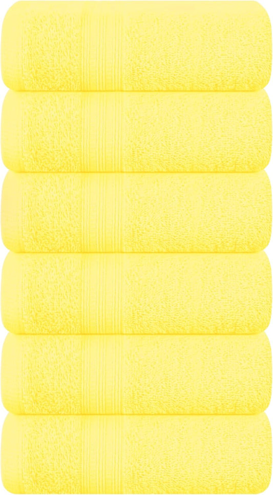 Ultra Soft Cotton 6 -Piece Hand Towel Set 16x24 Inch, Ideal for use in Bathroom, Kitchen, Gym, Spa & General Cleaning, Compact & Lightweight Multi Purpose Hand Towels - Lime Yellow