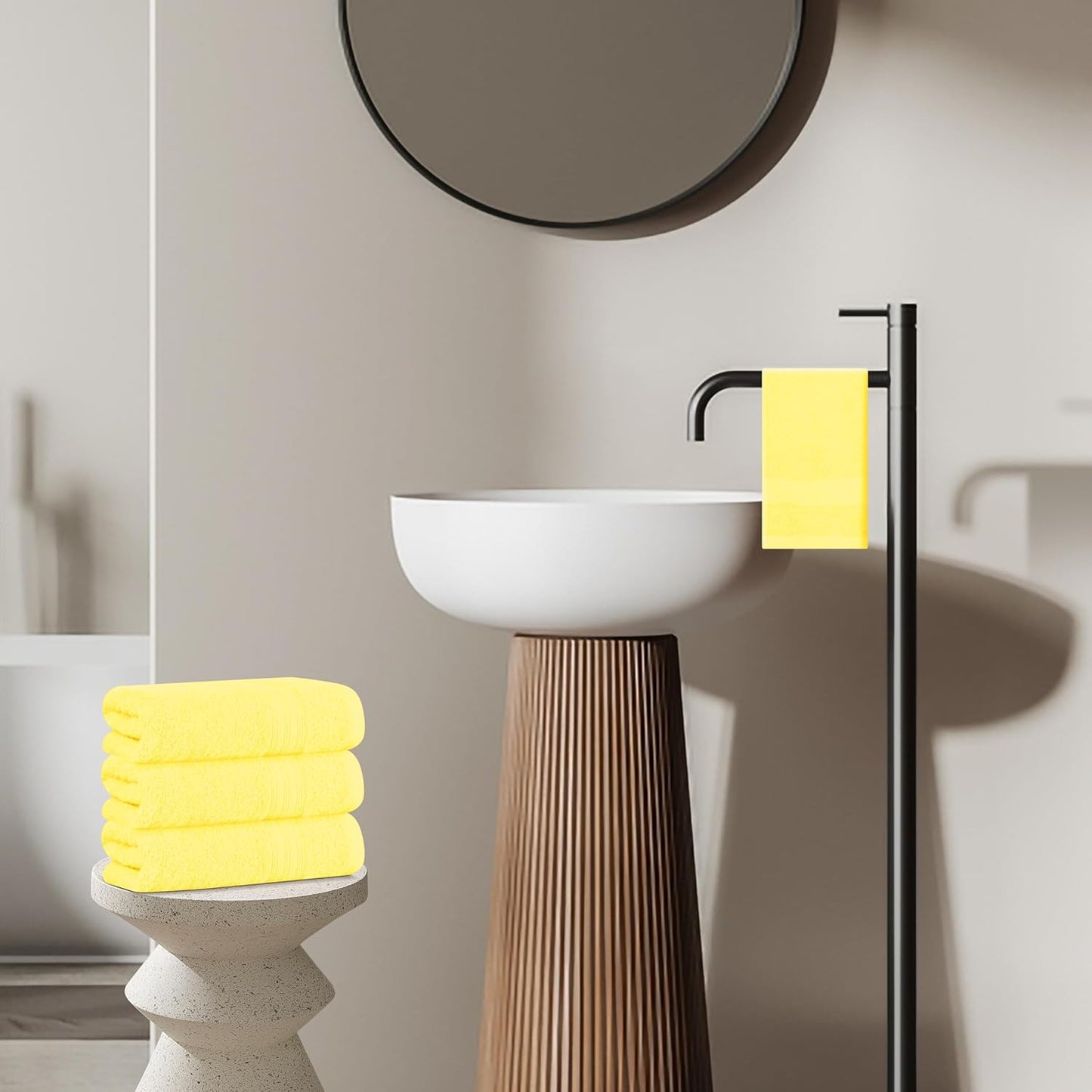 Ultra Soft Cotton 6 -Piece Hand Towel Set 16x24 Inch, Ideal for use in Bathroom, Kitchen, Gym, Spa & General Cleaning, Compact & Lightweight Multi Purpose Hand Towels - Lime Yellow