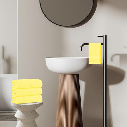 Ultra Soft Cotton 6 -Piece Hand Towel Set 16x24 Inch, Ideal for use in Bathroom, Kitchen, Gym, Spa & General Cleaning, Compact & Lightweight Multi Purpose Hand Towels - Lime Yellow