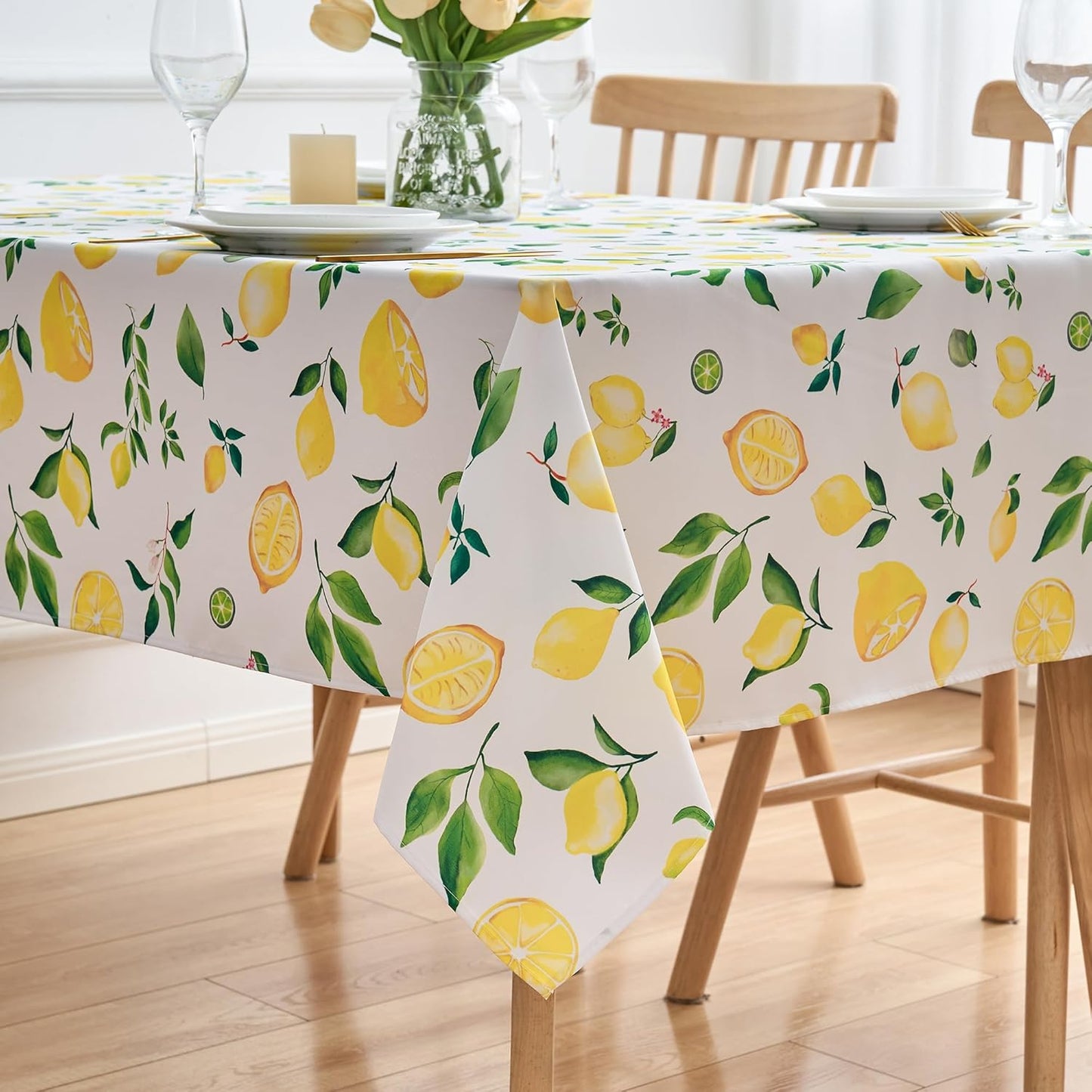 Lemon 52x70 Tablecloth Rectangle Yellow Lemonade Table Cloth- Oblong Polyester Fabric Summer Lemon-themed Table Cover Washable Waterproof Stain-Resistant for Outdoor Party Picnic Kitchen Dining