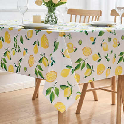 Lemon 52x70 Tablecloth Rectangle Yellow Lemonade Table Cloth- Oblong Polyester Fabric Summer Lemon-themed Table Cover Washable Waterproof Stain-Resistant for Outdoor Party Picnic Kitchen Dining