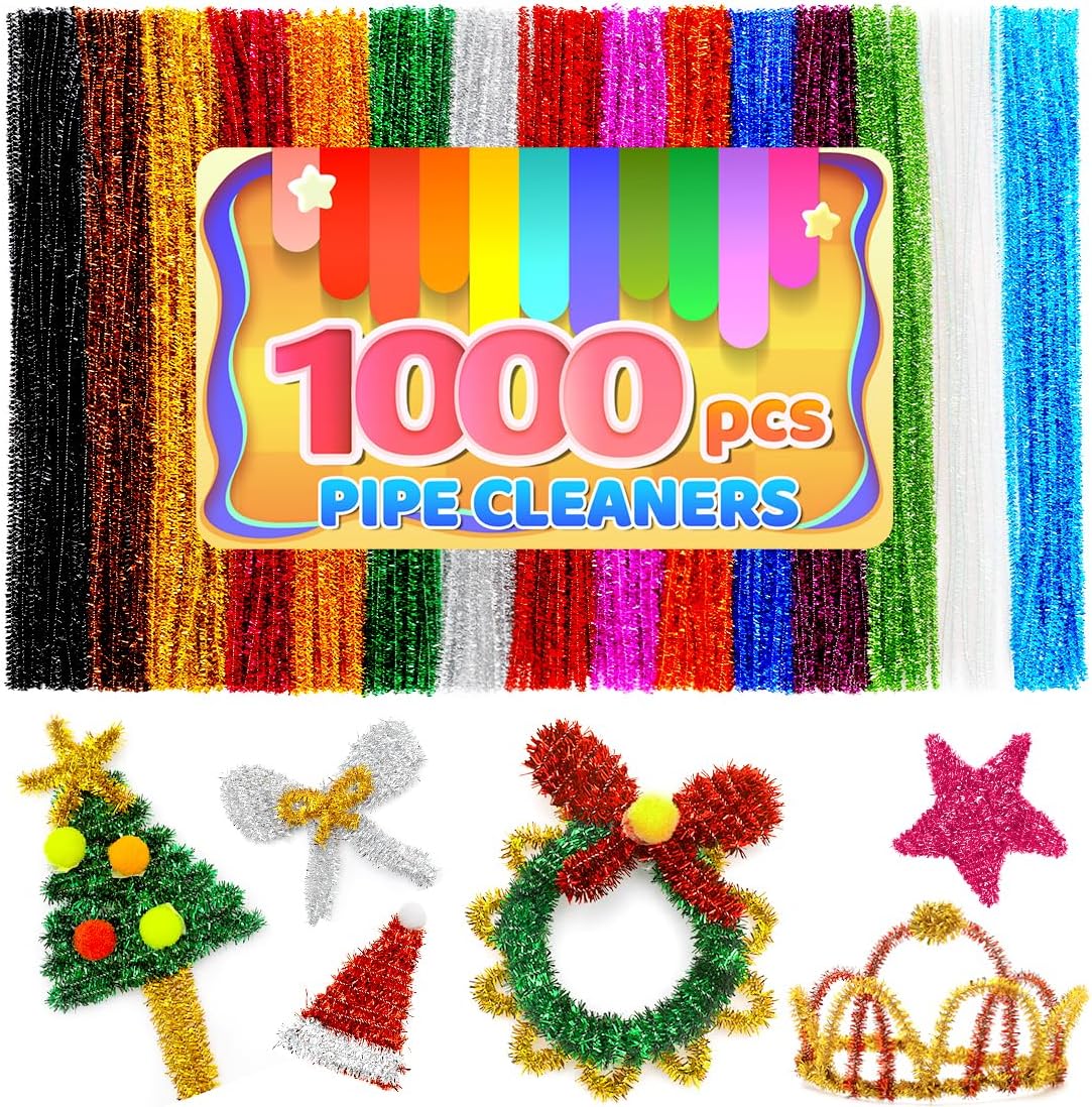200pcs Yellow Pipe Cleaners, Chenille Stems, Pipe Cleaners for Crafts, Pipe Cleaner Crafts, Art and Craft Supplies.