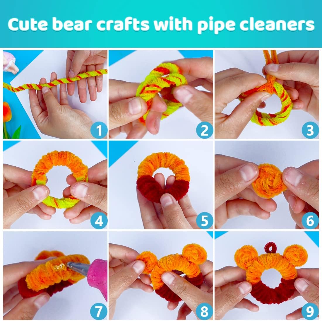 200pcs Yellow Pipe Cleaners, Chenille Stems, Pipe Cleaners for Crafts, Pipe Cleaner Crafts, Art and Craft Supplies.