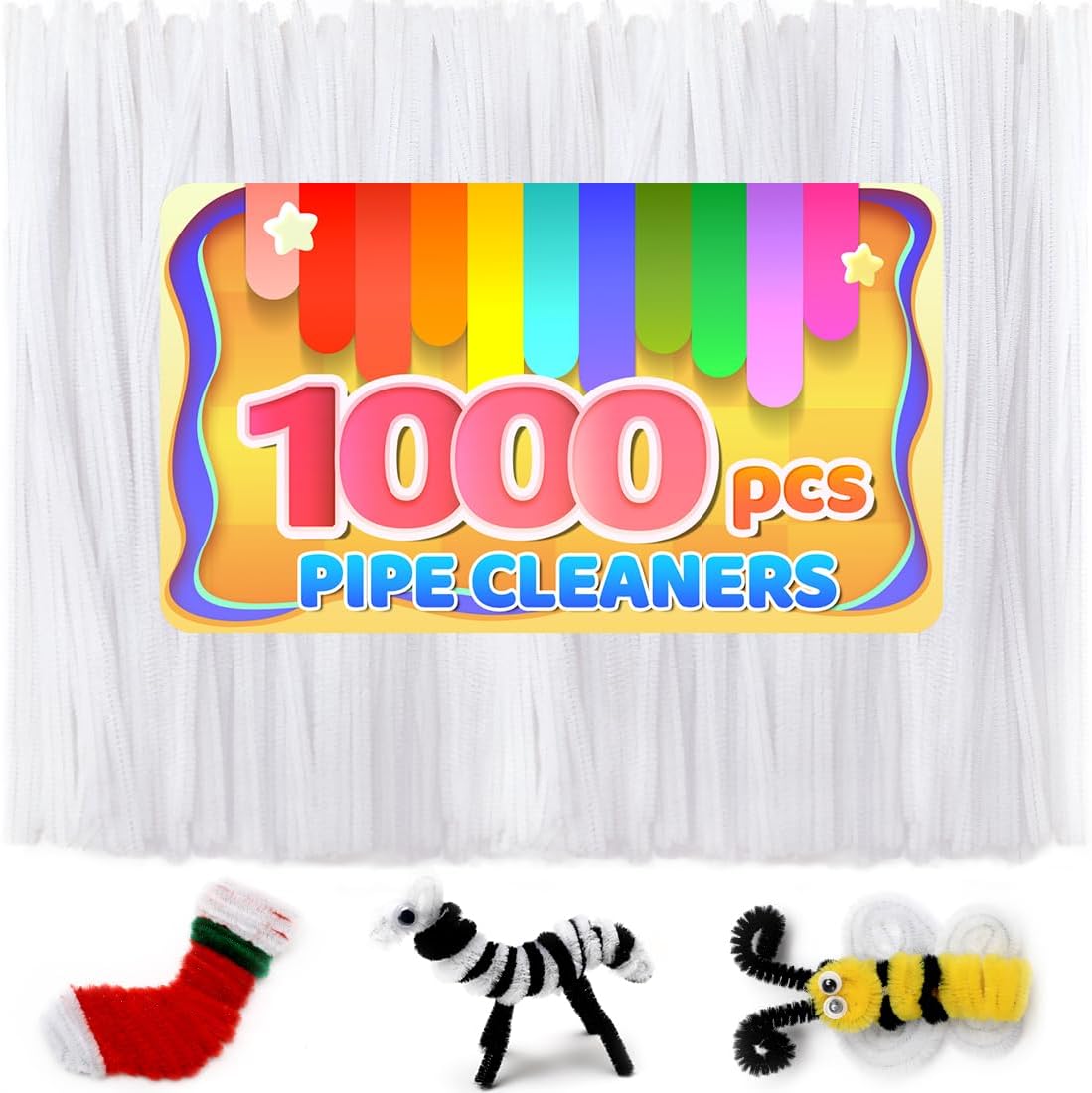 200pcs Yellow Pipe Cleaners, Chenille Stems, Pipe Cleaners for Crafts, Pipe Cleaner Crafts, Art and Craft Supplies.