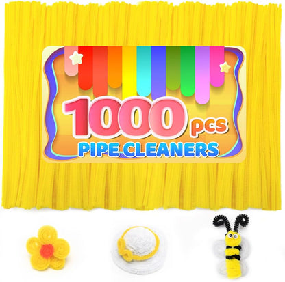 200pcs Yellow Pipe Cleaners, Chenille Stems, Pipe Cleaners for Crafts, Pipe Cleaner Crafts, Art and Craft Supplies.