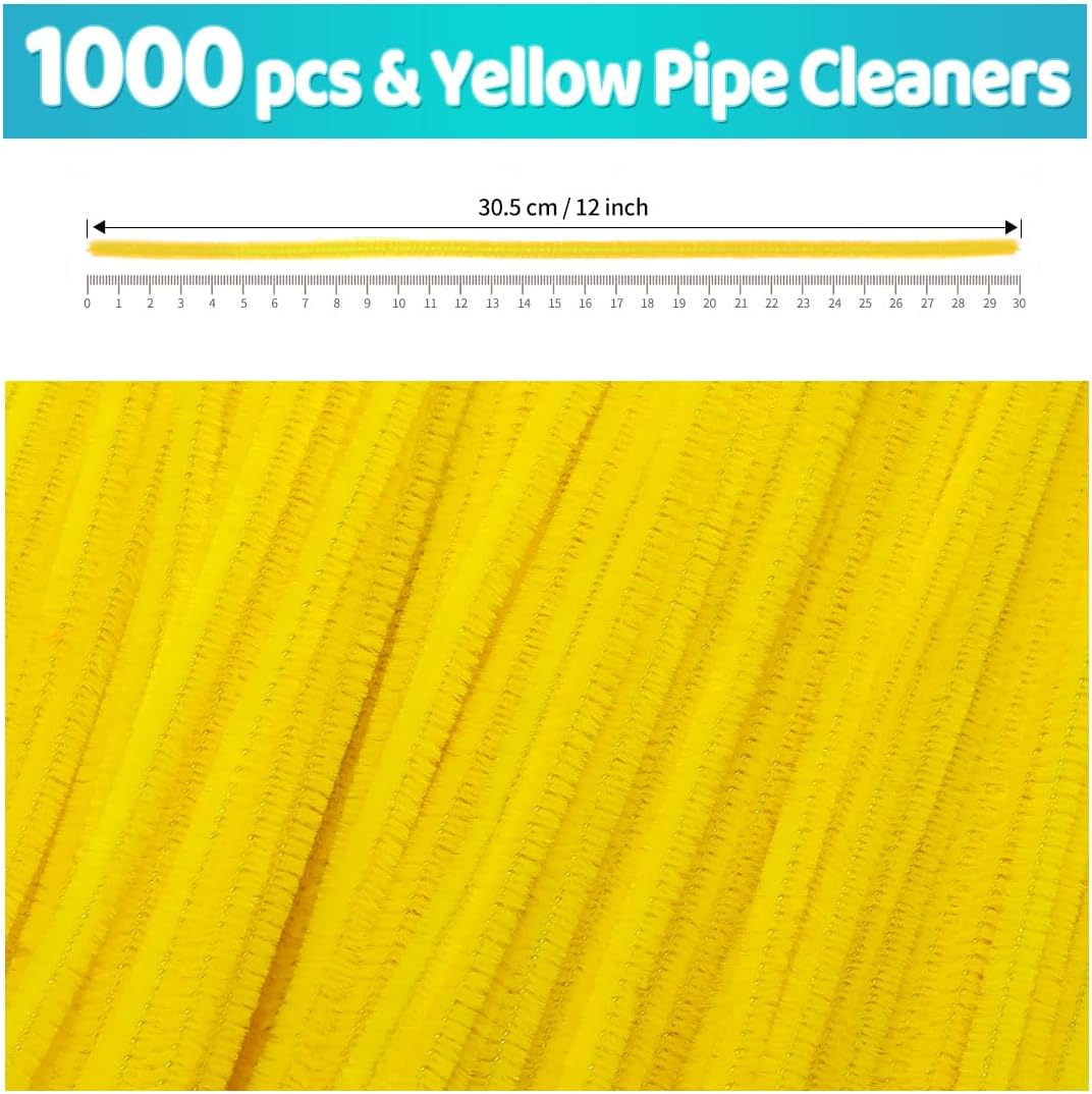 200pcs Yellow Pipe Cleaners, Chenille Stems, Pipe Cleaners for Crafts, Pipe Cleaner Crafts, Art and Craft Supplies.