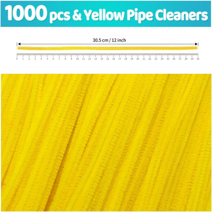 200pcs Yellow Pipe Cleaners, Chenille Stems, Pipe Cleaners for Crafts, Pipe Cleaner Crafts, Art and Craft Supplies.