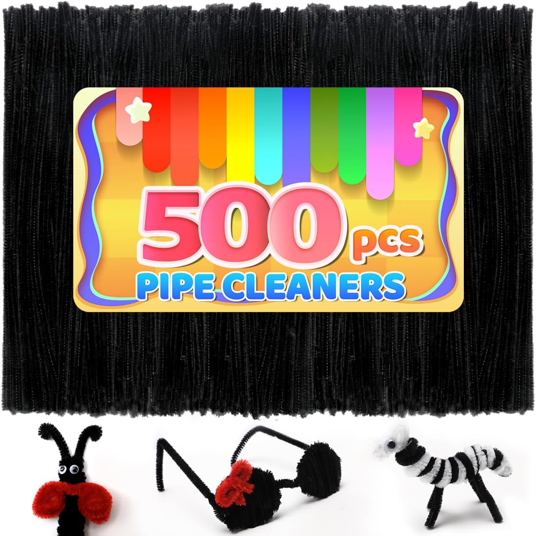 200pcs Yellow Pipe Cleaners, Chenille Stems, Pipe Cleaners for Crafts, Pipe Cleaner Crafts, Art and Craft Supplies.