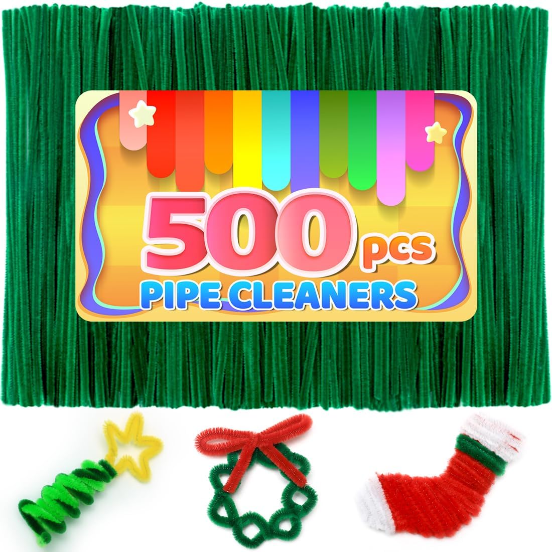 200pcs Yellow Pipe Cleaners, Chenille Stems, Pipe Cleaners for Crafts, Pipe Cleaner Crafts, Art and Craft Supplies.