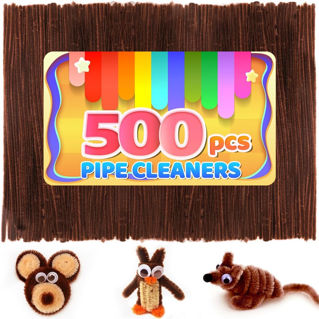 200pcs Yellow Pipe Cleaners, Chenille Stems, Pipe Cleaners for Crafts, Pipe Cleaner Crafts, Art and Craft Supplies.