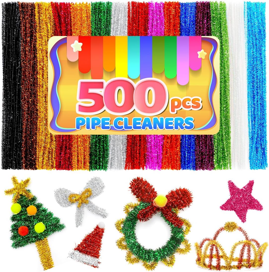 200pcs Yellow Pipe Cleaners, Chenille Stems, Pipe Cleaners for Crafts, Pipe Cleaner Crafts, Art and Craft Supplies.