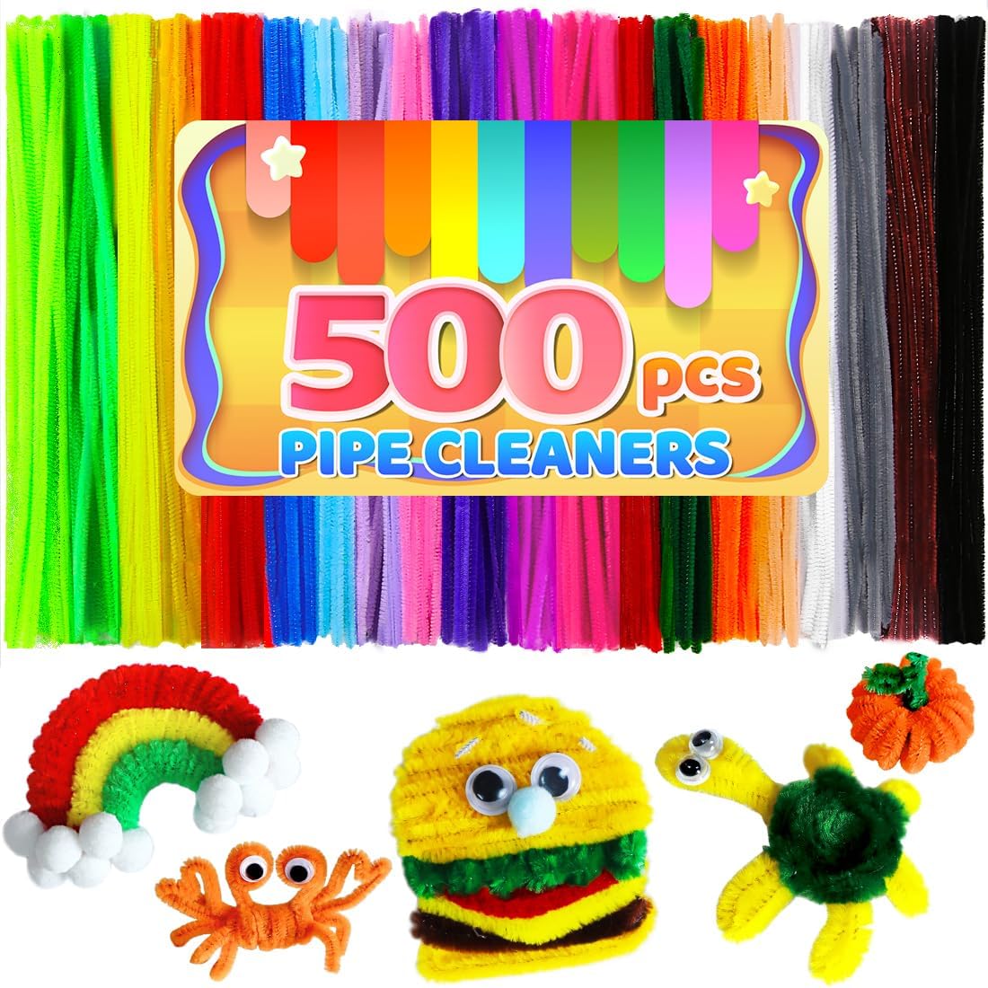 200pcs Yellow Pipe Cleaners, Chenille Stems, Pipe Cleaners for Crafts, Pipe Cleaner Crafts, Art and Craft Supplies.