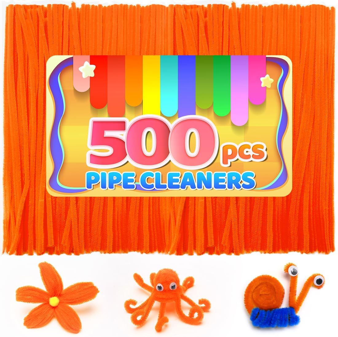 200pcs Yellow Pipe Cleaners, Chenille Stems, Pipe Cleaners for Crafts, Pipe Cleaner Crafts, Art and Craft Supplies.