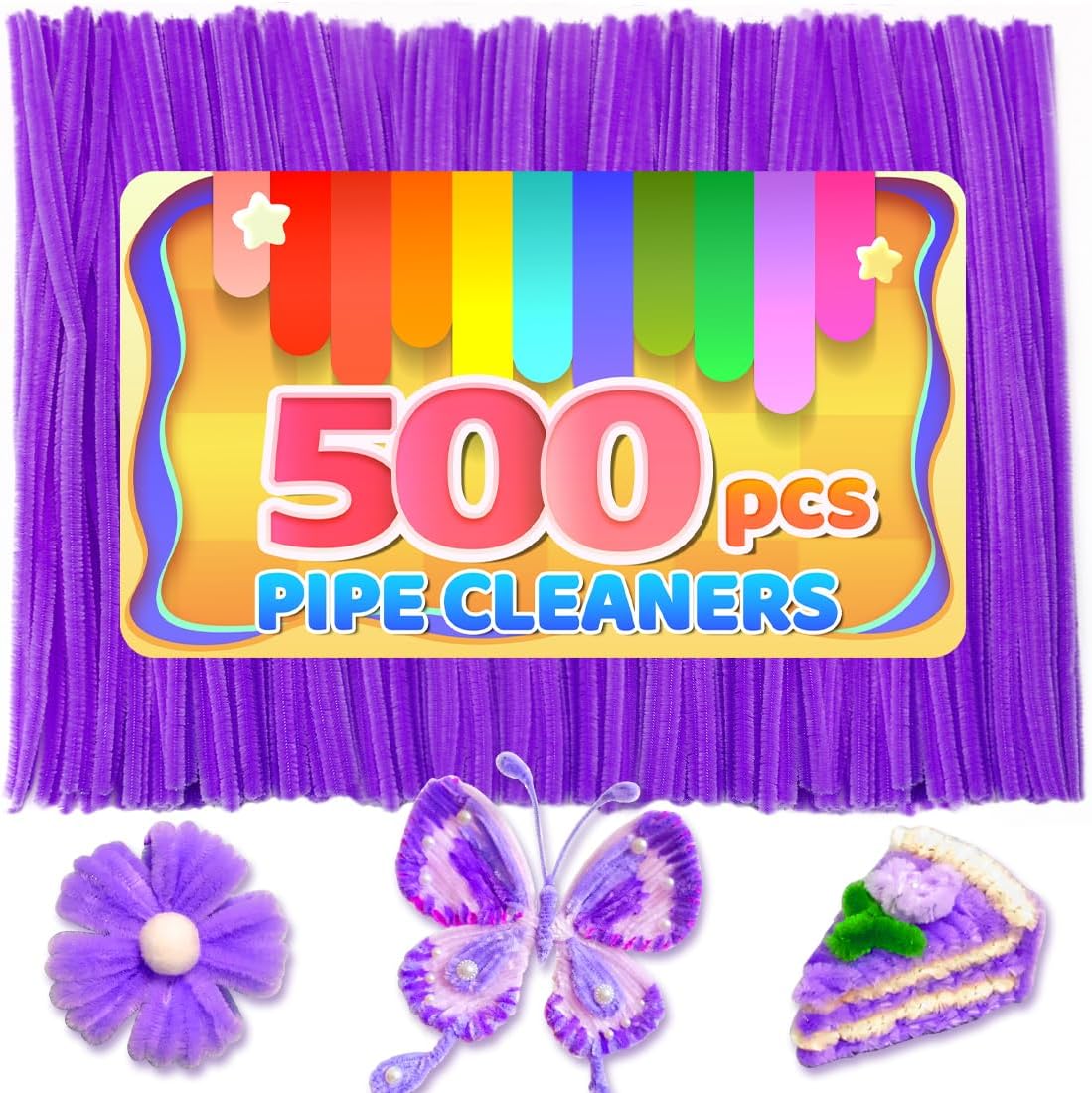 200pcs Yellow Pipe Cleaners, Chenille Stems, Pipe Cleaners for Crafts, Pipe Cleaner Crafts, Art and Craft Supplies.