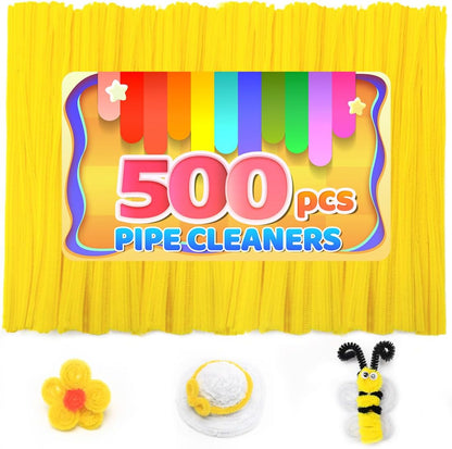 200pcs Yellow Pipe Cleaners, Chenille Stems, Pipe Cleaners for Crafts, Pipe Cleaner Crafts, Art and Craft Supplies.