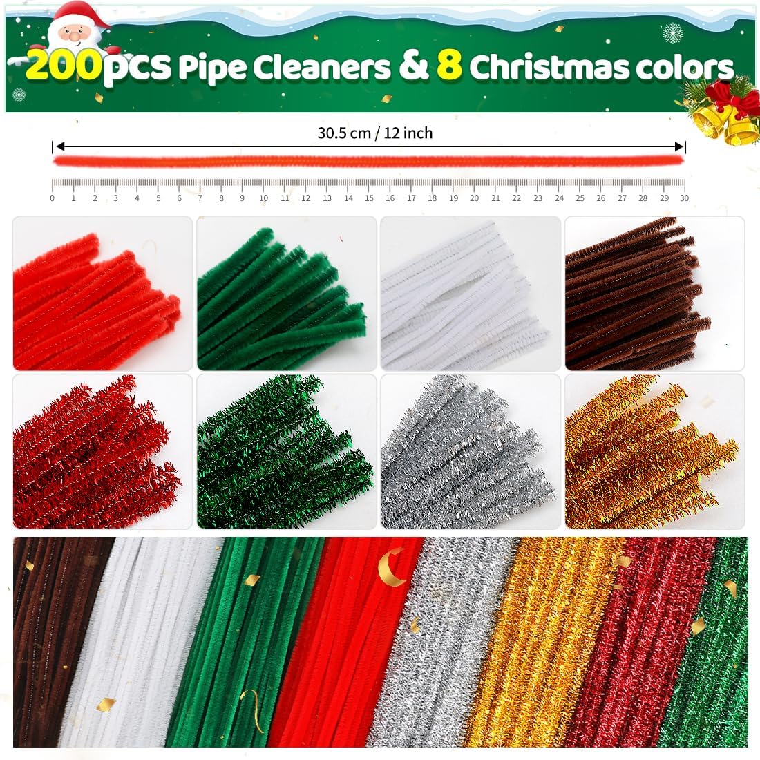 200pcs Yellow Pipe Cleaners, Chenille Stems, Pipe Cleaners for Crafts, Pipe Cleaner Crafts, Art and Craft Supplies.