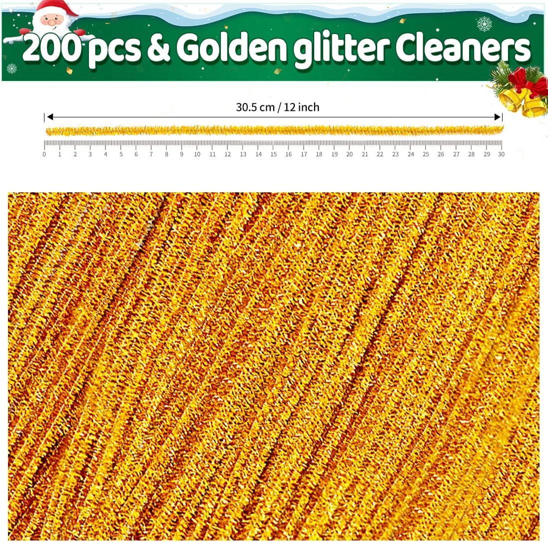 200pcs Yellow Pipe Cleaners, Chenille Stems, Pipe Cleaners for Crafts, Pipe Cleaner Crafts, Art and Craft Supplies.
