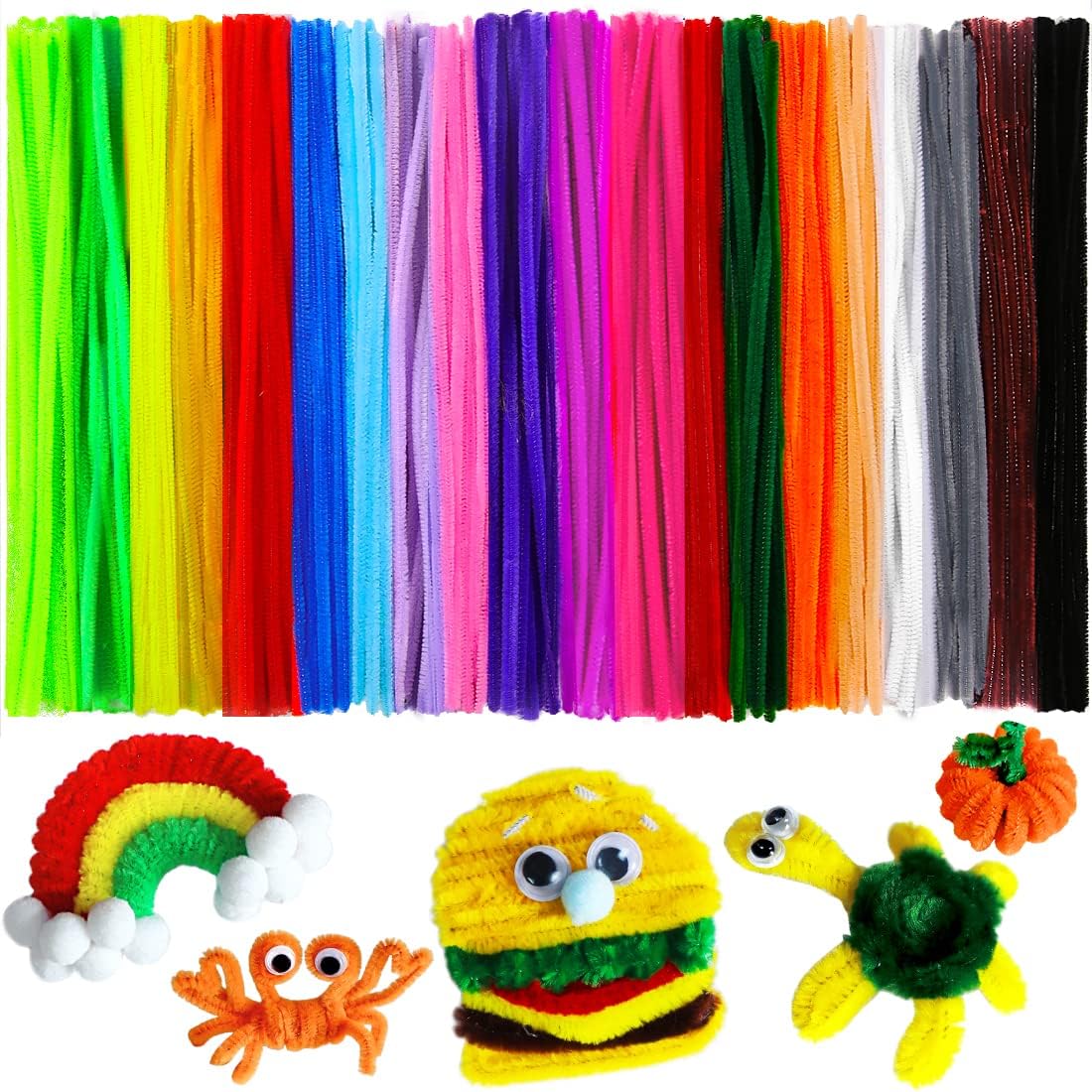 200pcs Yellow Pipe Cleaners, Chenille Stems, Pipe Cleaners for Crafts, Pipe Cleaner Crafts, Art and Craft Supplies.