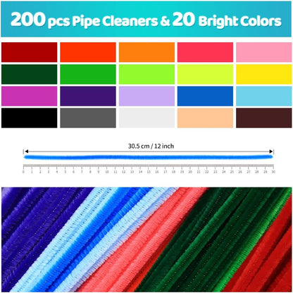 200pcs Yellow Pipe Cleaners, Chenille Stems, Pipe Cleaners for Crafts, Pipe Cleaner Crafts, Art and Craft Supplies.