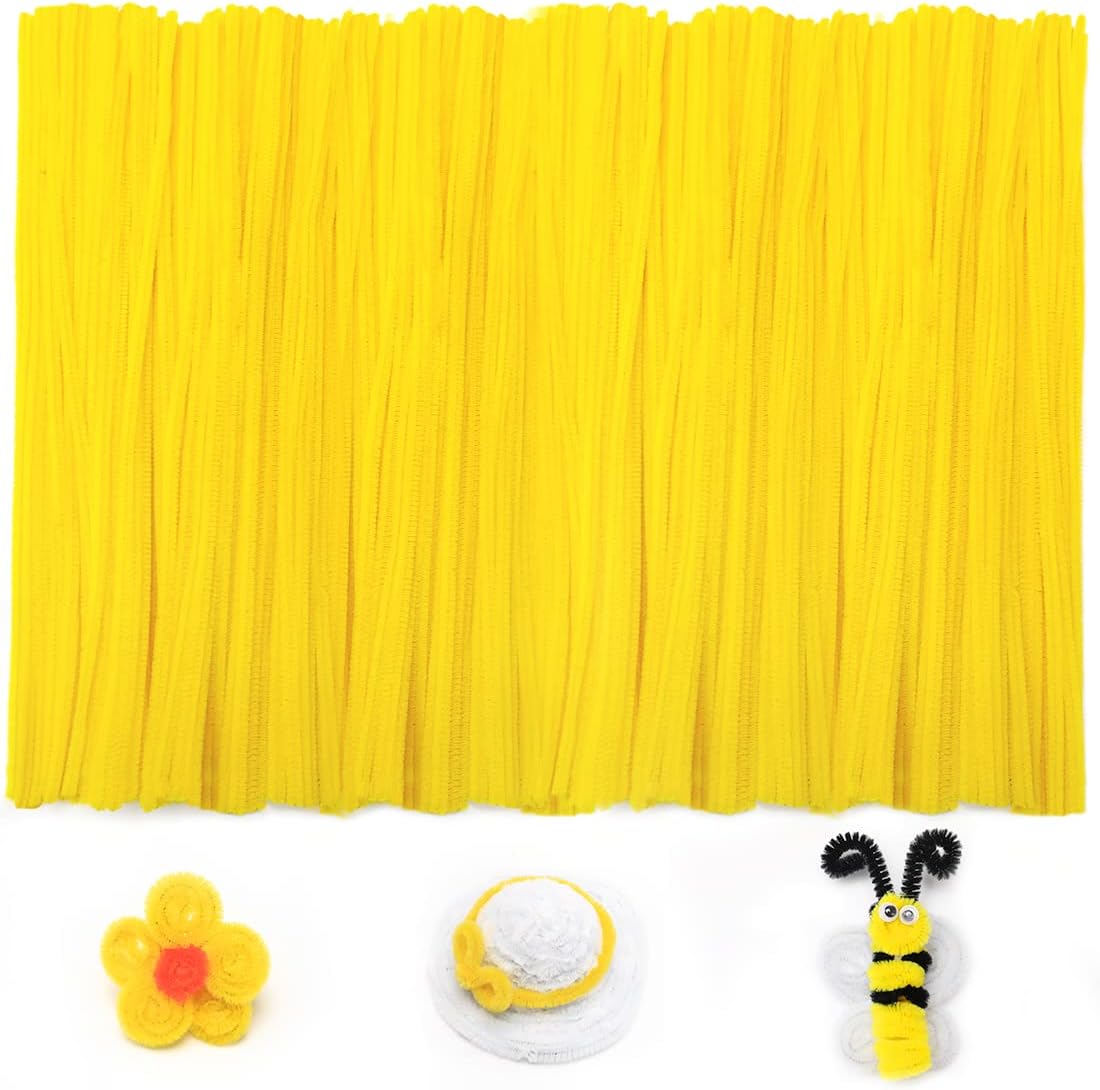 200pcs Yellow Pipe Cleaners, Chenille Stems, Pipe Cleaners for Crafts, Pipe Cleaner Crafts, Art and Craft Supplies.