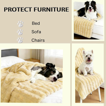 Emotional Support Blanket Yellow, Security Blanket, Calming Dog Blanket, Soft Faux Rabbit Fur for Dogs and Cats, Cozy Pet Throw for Sofa, Kennel, Crate, Bed (Yellow, 27.56 x 39.37 inches)