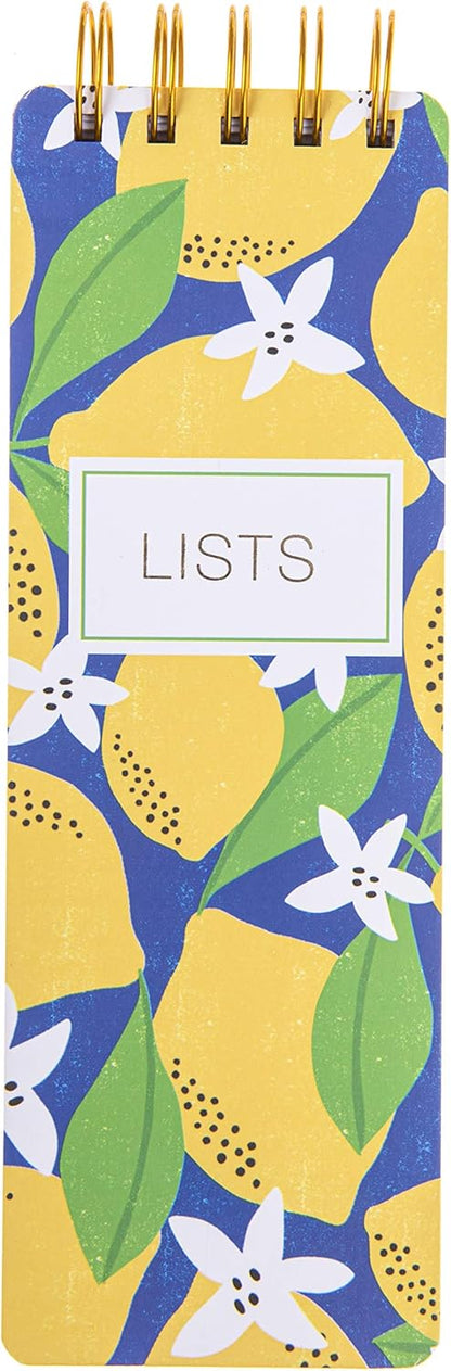 Graphique Reporter Journal, Lemon Design, Embellished Gold Foil Portable Notebook, 150 Lined Sheets, 3" x 8.75" - Perfect for Note Taking, List Making and Much More