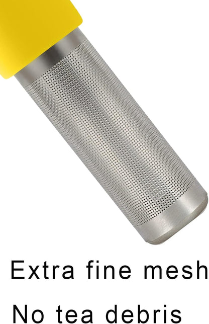 Tea Infuser for Loose Tea Cute Tea Diffuser Fine Mesh Tea Steeper Stainless Steel and Silicone Tea Strainer for Cup and Mug, Yellow