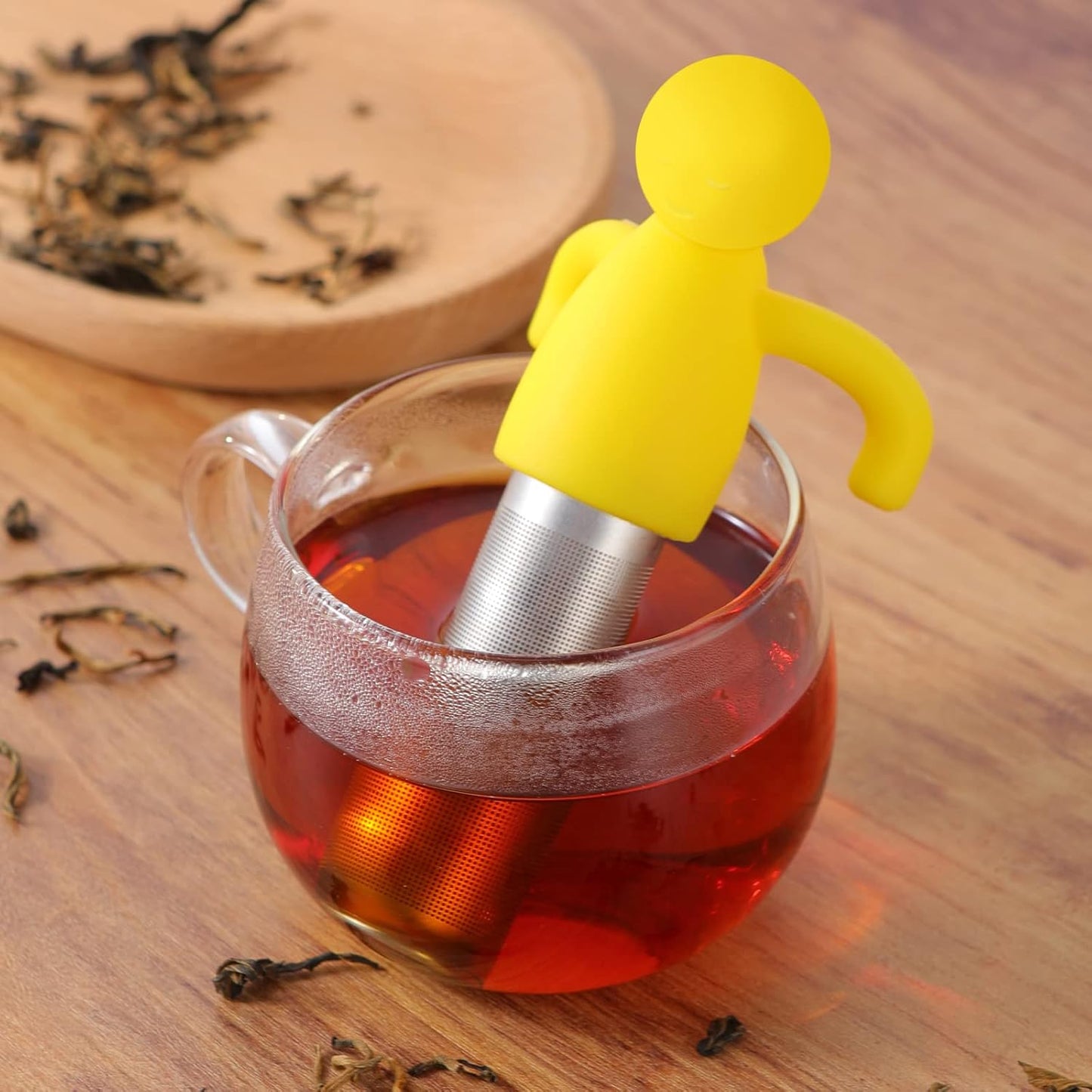 Tea Infuser for Loose Tea Cute Tea Diffuser Fine Mesh Tea Steeper Stainless Steel and Silicone Tea Strainer for Cup and Mug, Yellow