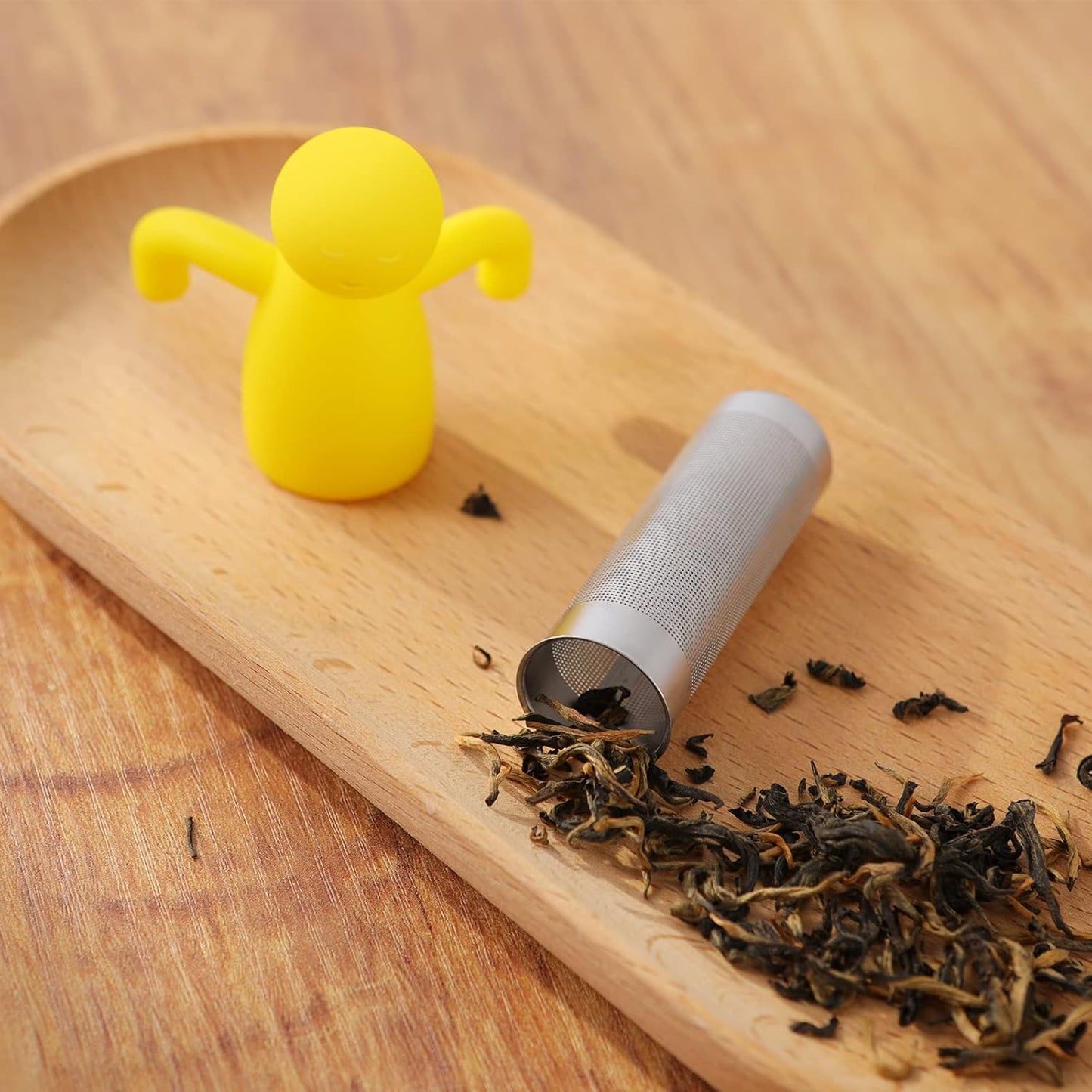Tea Infuser for Loose Tea Cute Tea Diffuser Fine Mesh Tea Steeper Stainless Steel and Silicone Tea Strainer for Cup and Mug, Yellow