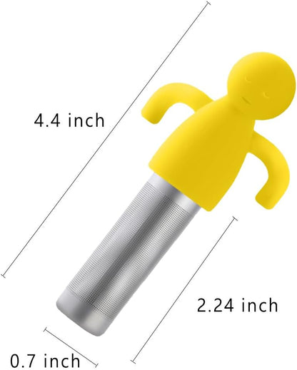 Tea Infuser for Loose Tea Cute Tea Diffuser Fine Mesh Tea Steeper Stainless Steel and Silicone Tea Strainer for Cup and Mug, Yellow