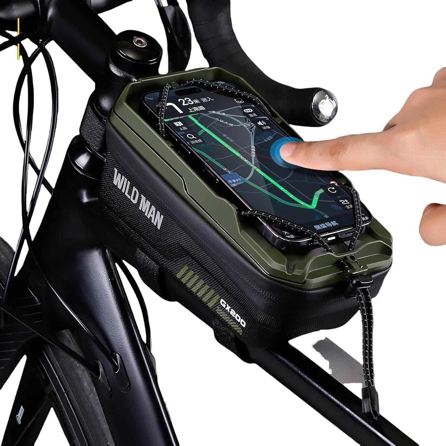 WILD MAN Bicycle Front Frame Bag Bike Bags for Cycling Waterproof Tube Bag Phone Holder Mount Cycling Pouch Compatible with Phones Under 6.8”(GX200,Yellow)