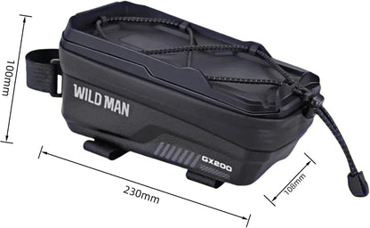 WILD MAN Bicycle Front Frame Bag Bike Bags for Cycling Waterproof Tube Bag Phone Holder Mount Cycling Pouch Compatible with Phones Under 6.8”(GX200,Yellow)